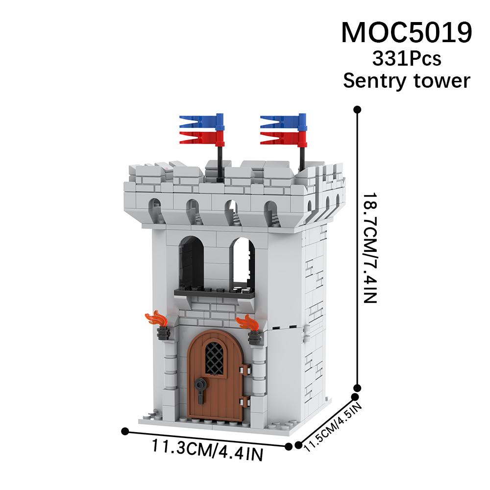 MOC Middle Ages Military Ladder Gate Siege Vehicle Watch Tower Building Block Battlefield War Street View Toys For Children Gift