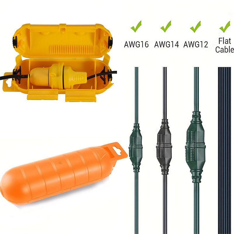 Extension Cable Plug Connection Protection Safety Cover, Waterproof Indoor and Outdoor Socket Protection Tool Yellow and Orange