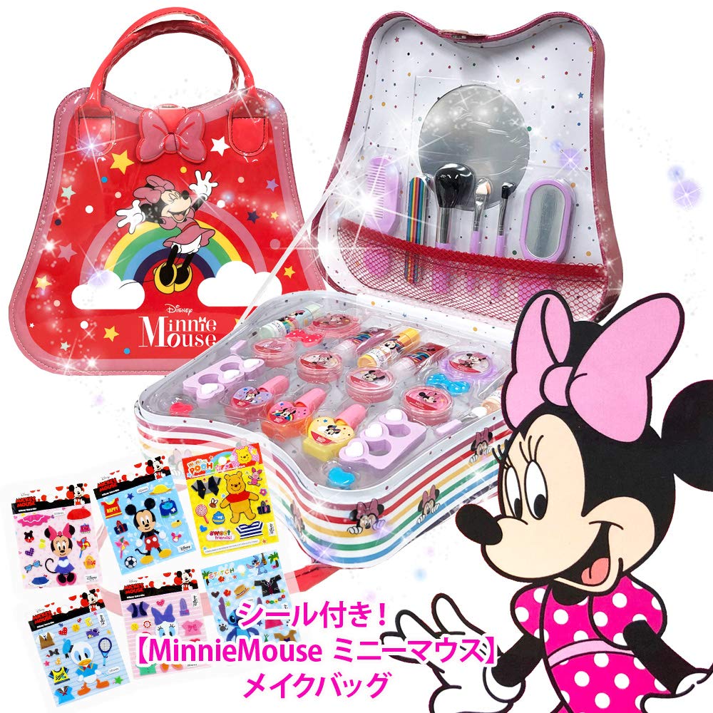 Makeup makeup cosmetic carry bag [MinnieMouse] [With stickers] bag, set, trapezoid, border,