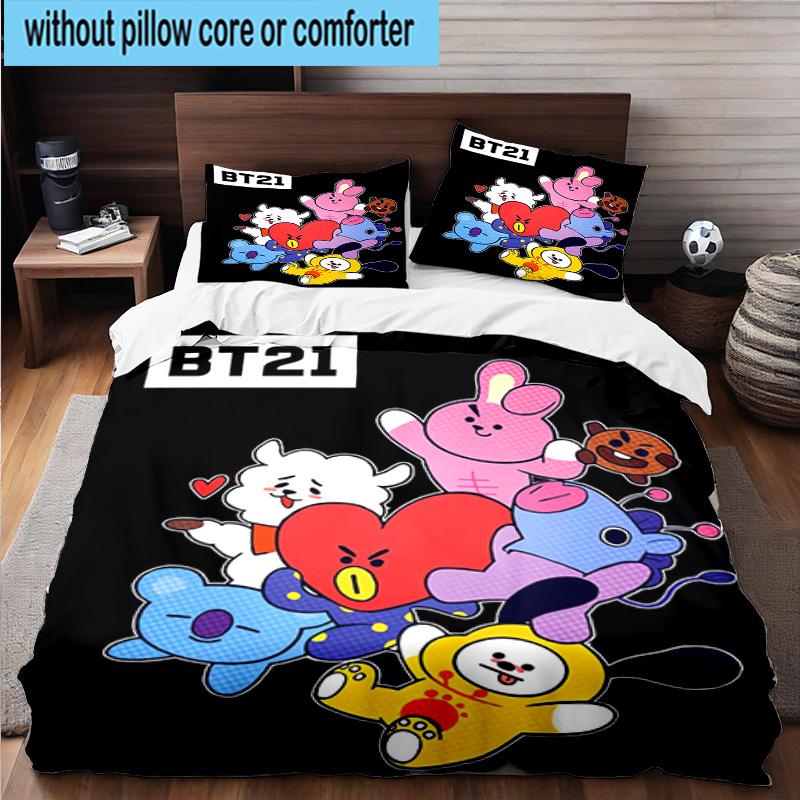 3PCS K-pop Cartoon Friends 3pcs Bedding,Including 3PCS Duvet Cover And 2pcs Pillowcases Perfect for Christmas,Ideal for Bedroom, Dormitory