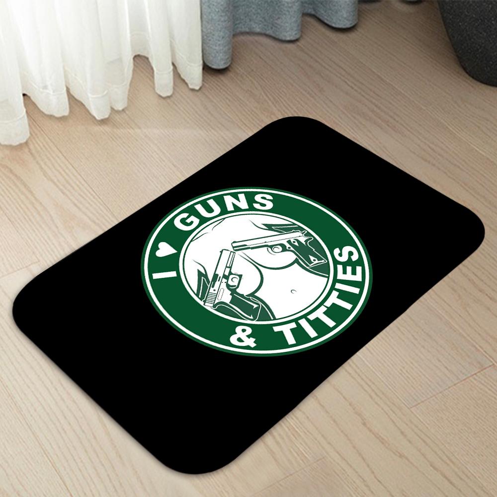 I Love Guns And Titties  Doormats Home Carpet Entrance Door Mats Modern Decor Carpet Bathroom  Floor Mats 222