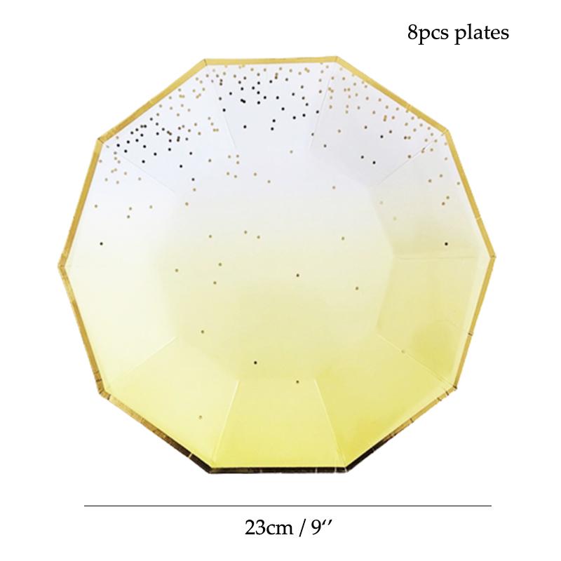 Party Teller Rosa Regenbogen Goldpunkt Speiseteller/Becher/Strohhalme/Serviettenteller Party Geburtstag Hochzeitsfeier Event Tischgeschirr Dekoration