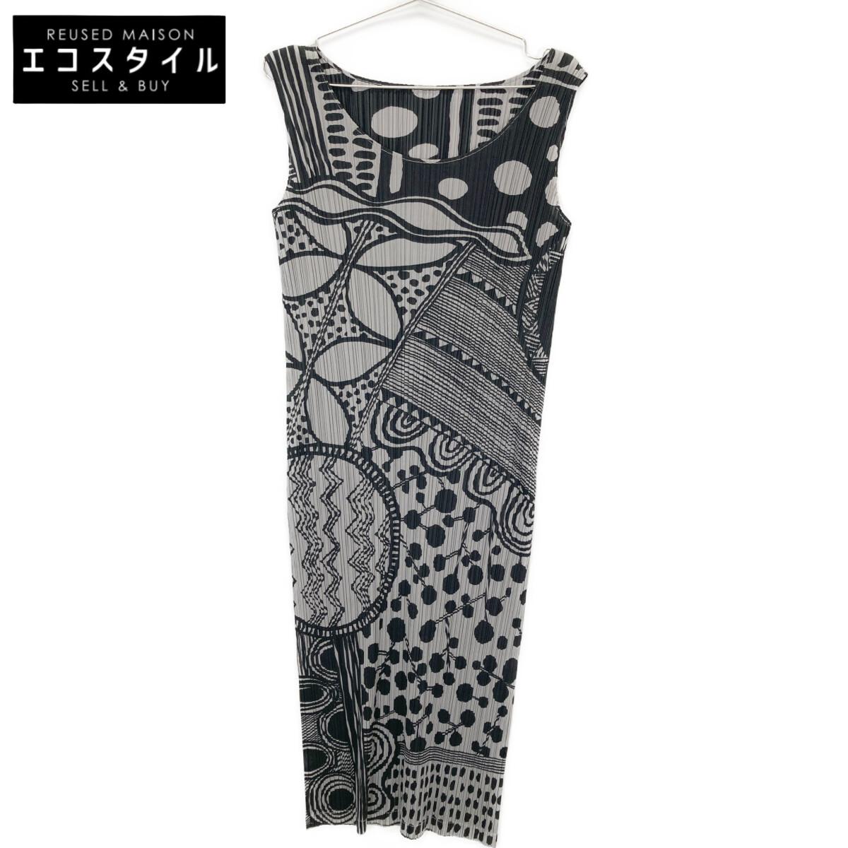 

PLEATS PLEASE PP31-JH694 Gray All-Over Print One-Piece dress 3 grayUsed