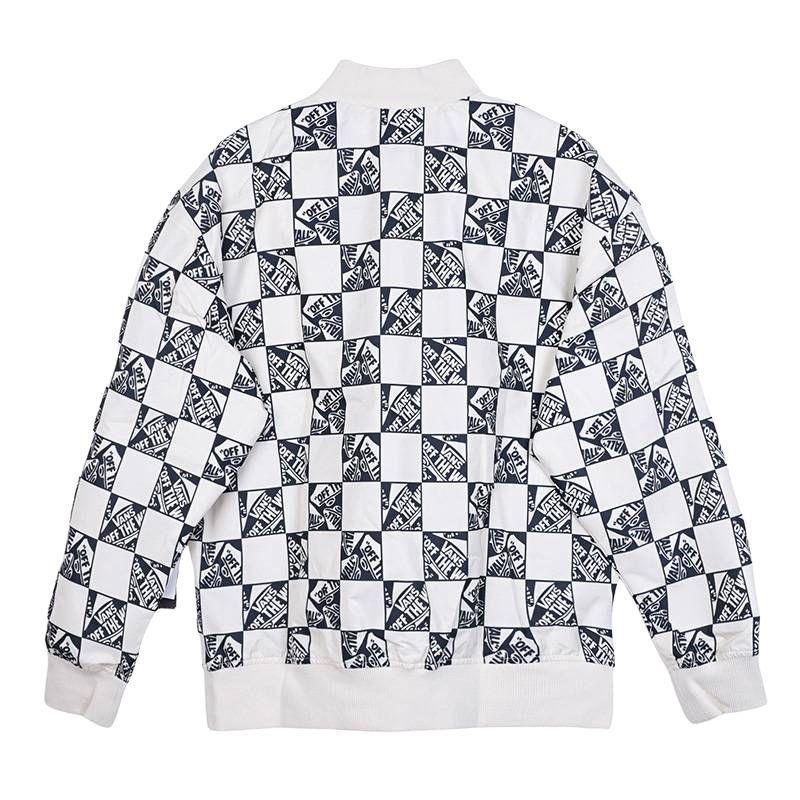 Vans Off The Wall Check Skate Bomber Comfortable Zipper Versatile Long Sleeve Jacket Women Jackets Black White VN000GQSCRY