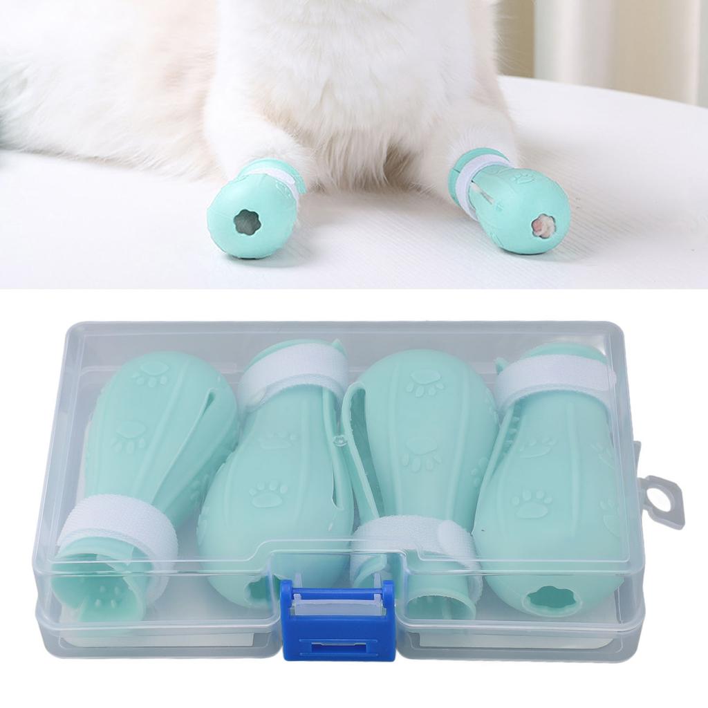 4pcs Silicone Cat Foot Covers Anti Slip Cat Boots Multifunctional Cat Shower Foot Cover Soft Cat Paws Protector Shoes