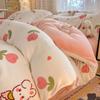 2024 New Class A Small Fresh Printed Milk Fleece Single Bedding Set Thick Warm Cartoon Quilt Cover Fall and Winter Duvet Cover