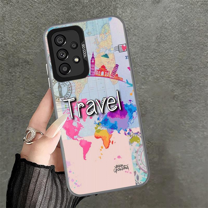 Travel Map Artistic Pattern Soft Phone Case for Samsung A17 A16 A15 A14 A13 A57 A56 A55 A54 A53 A37 A36 A35 A34 A33 A26 A25 A24