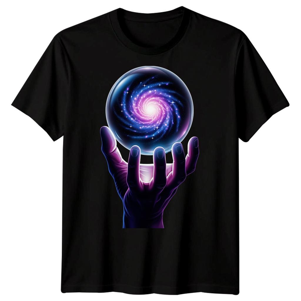 Hand Galaxy Space Herren 100% Baumwolle T-Shirt Herren Tees Oberteil Kosmische Kugel Design