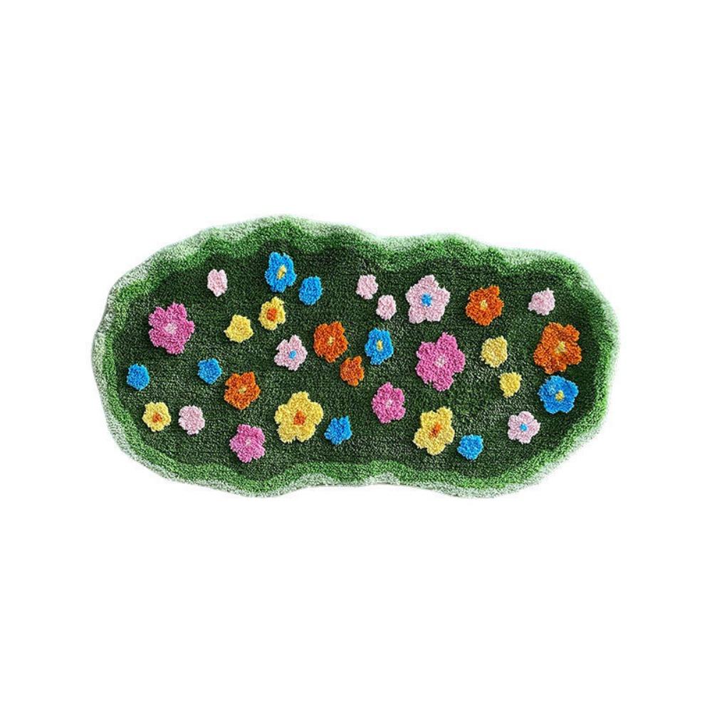 Non Slip Imitation Cashmere Carpet Irregular Bedside Carpet Home Decor Green Moss Rug  Bedroom