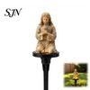 Decorative Resin Lawn Ornaments Solar Prayer Statue Garden Stake Light, Waterproof Human Figure Sculpture for Outdoor Patio Automatic Powered