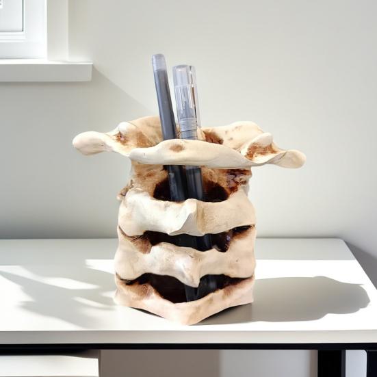 Simulated Spine Pen Holder Vertebral Column Resin Stationery Pencil Stand Organizer Container Home Office Desktop Decoration Ornament