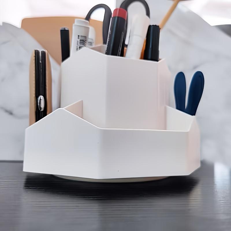 1pc Multi-Compartment Pen & Makeup Brush Organizer, Large Capacity Desktop Storage Box for Desk, Office & Cosmetic Art Supplies