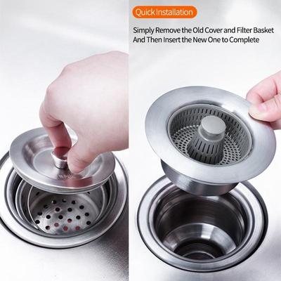 Stainless Steel Kitchen Sink Basket Wash Basin Water Blocking Cover Leaking Plug Plate Core Filter Washing Basin Filter Screen