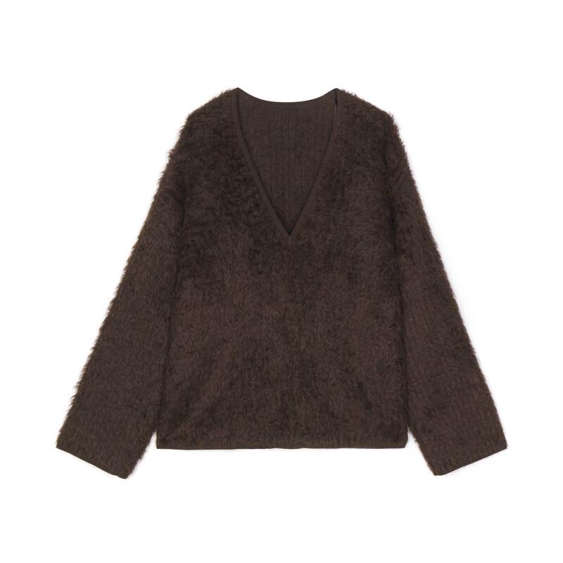 Less Women's 2024 Winter V-Neck Pullover Sweater 2OA314040