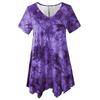 Plus-size Fashion Women's Tie-dye V-neck Hem Irregular Short-sleeved Loose Top