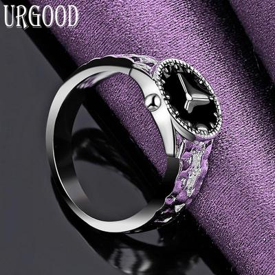 Anillo de reloj de plata de ley 925, joyería de moda