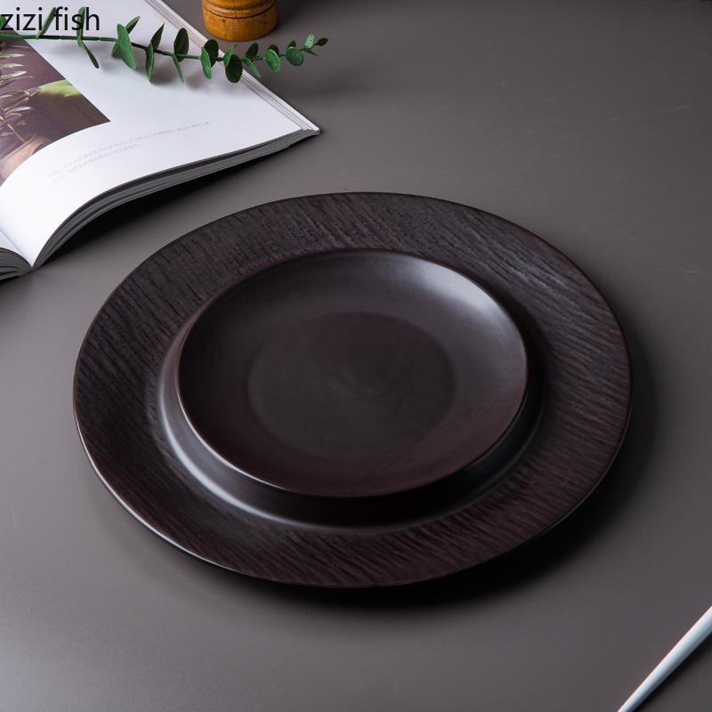 Runder Keramik-Speiseteller, Suppenteller, Steakteller im westlichen Stil, Obstteller, Salatschüssel, Sushi-Teller, Dim-Sum-Teller, Stachelscheibe