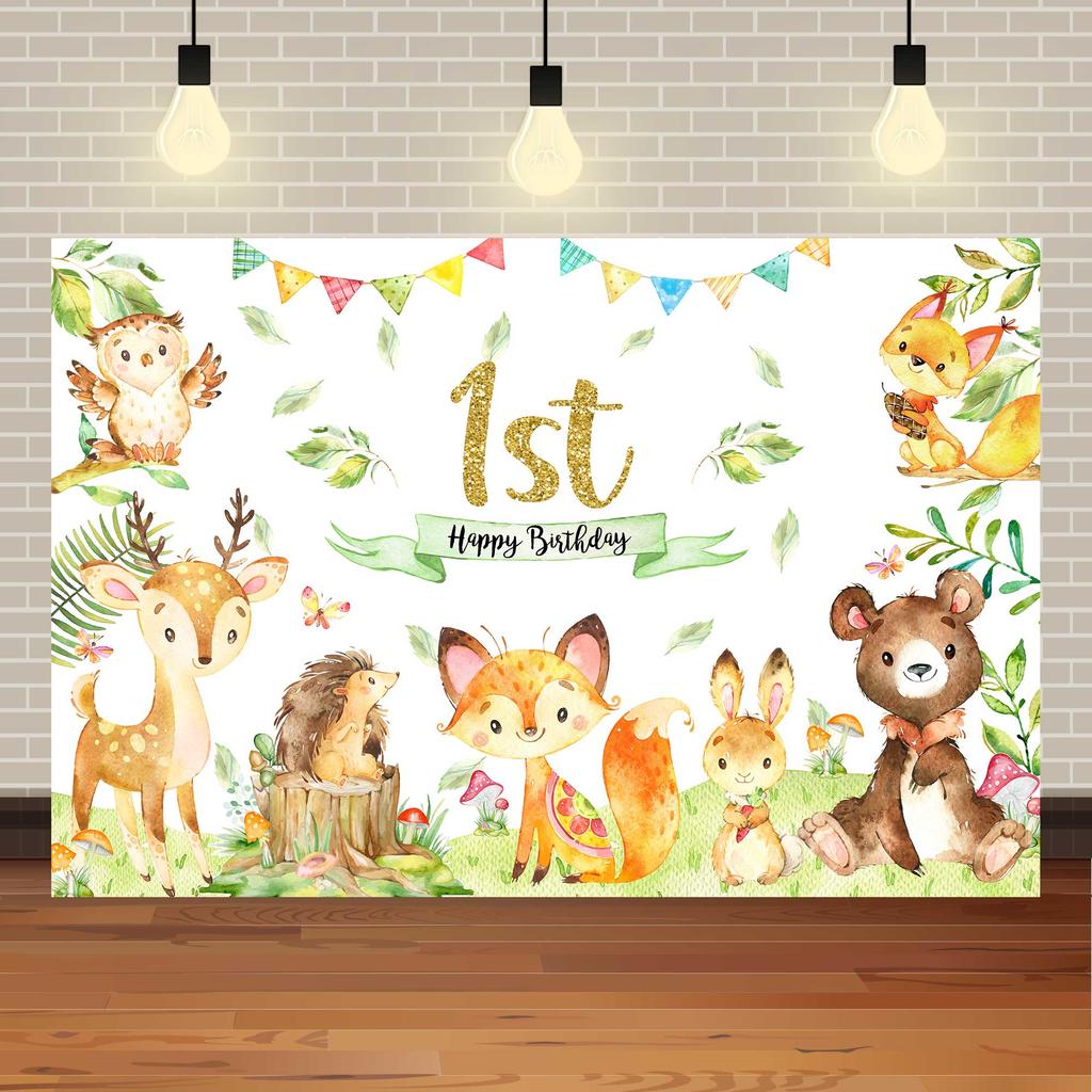 Safari Wild One Birthday Photography Backdrop Jungle Animals 1st Birthday Party Newborn Baby Room Wall Gifts Custom Background