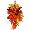 Harvest Wreath Decor Thanksgiving Door Wall Hanging 50cm Silk Fabric Floral Garland Semi-Handmade Seasonal Home