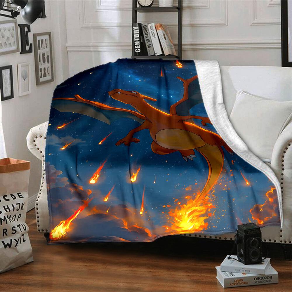 1pc Charizard Blanket Lightweight Flannel Blanket Throw Blanket For Sofa, Bed, Travel, Camping, Livingroom, Office, Couch