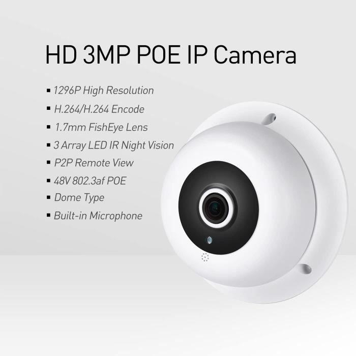 REVOTECH Fisheye IP-Kamera POE mit Audio 3MP CCTV-Kamera H.265 IF04-Audio-P