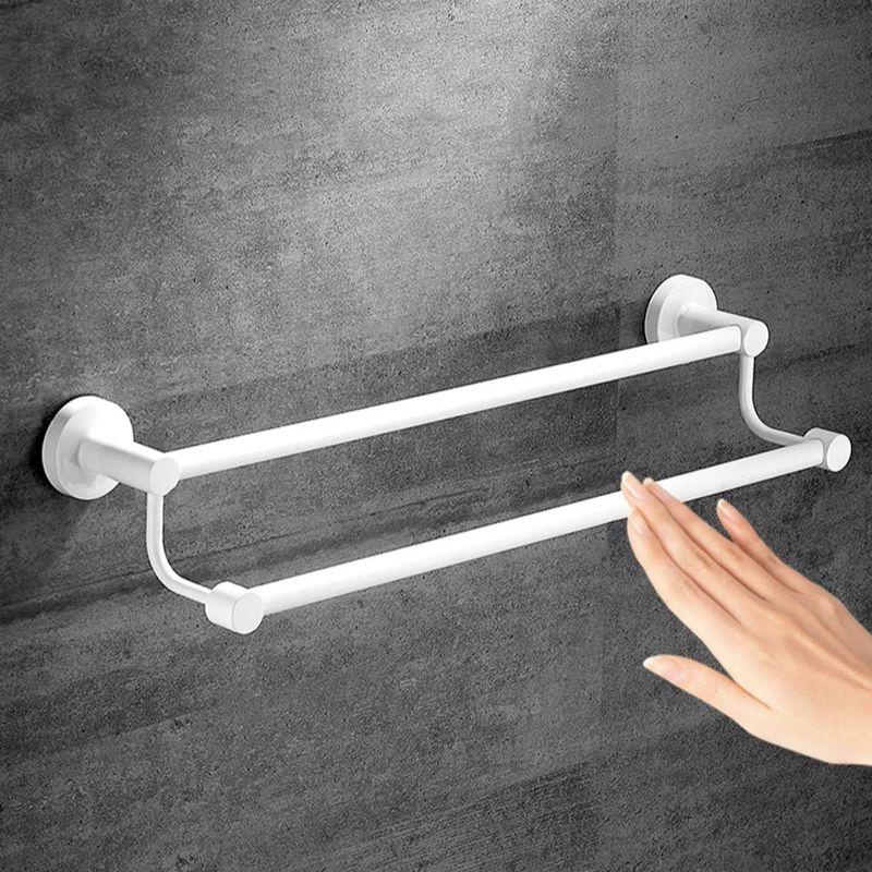 White Aluminum Bathroom Towel Rack Wall-mounted Single/Double Towel Rod Toilet Towel Storage Rack Bathroom Accessories