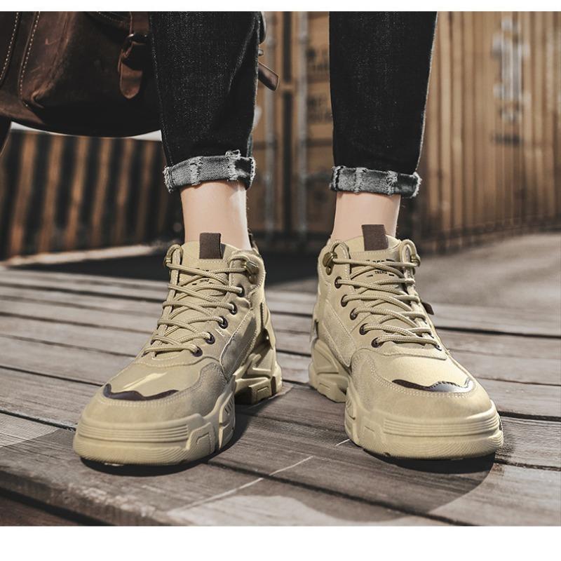 Herrenschuhe, Bauarbeiter, schmutzabweisende und rutschfeste Arbeitsschuhe, dicke Sohlen, höhenverstellbare Outdoor-Arbeitskleidung, Martin-Stiefel für Herren
