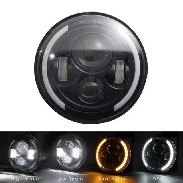 

1/2Pcs 7 Inch Moto Car Led H4 Round Headlight with Halo Angel Eyes Amber Turn Signal For Jeep Wrangler JK TJ Headlamps 12-30V DC 3