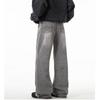 Stonewashed Grey Wide Leg Jeans Teens Men Slim Fit Stretch Denim Pants Casual Streetwear