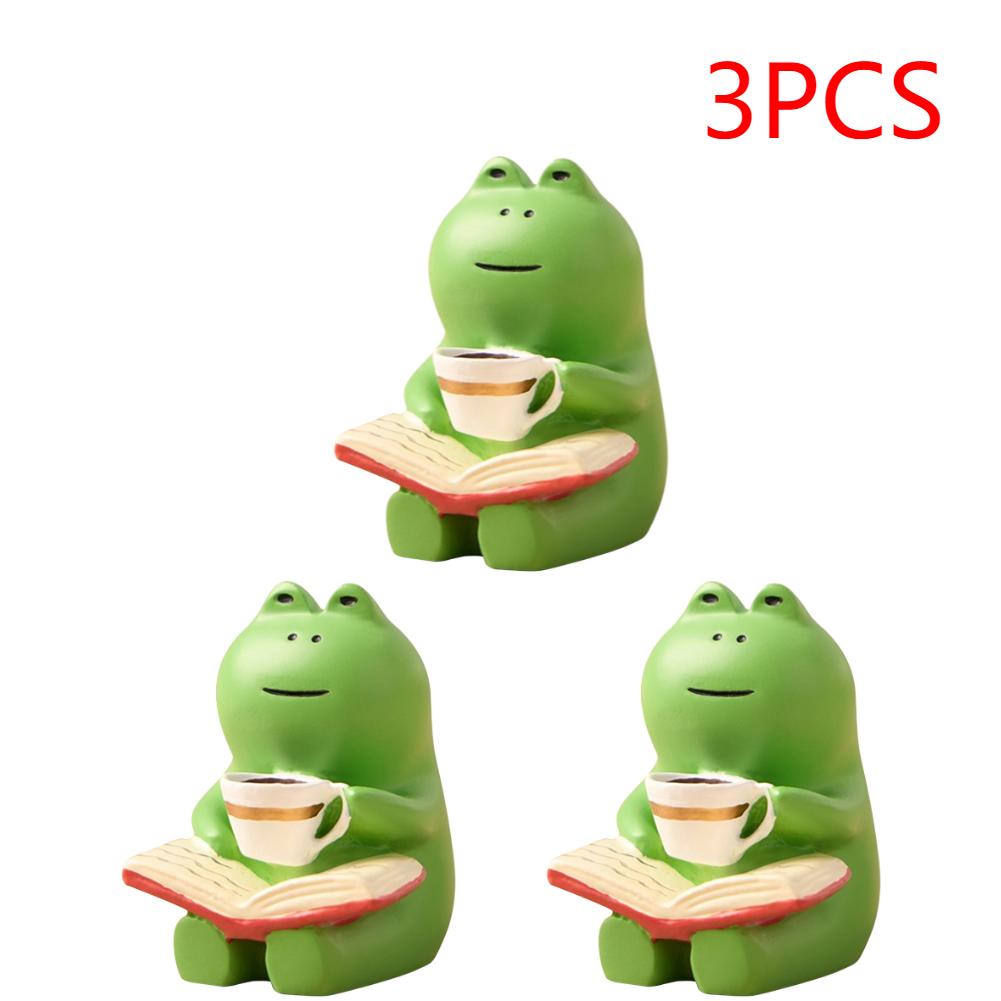 3/5PCS Frog Resin Put Mini Lovely Cure Small Desk Lamp Decoration Rocking Chair Reading Table Top Ornament Home Desk Handicraft