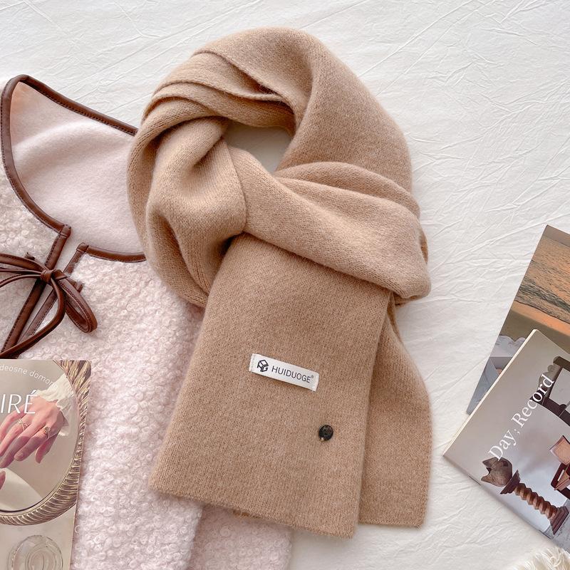 Wool Knitted Wool Warm Thickened Scarf Women's Autumn and Winter Neck Protection Scarf Soft Waxy Light Blue New
