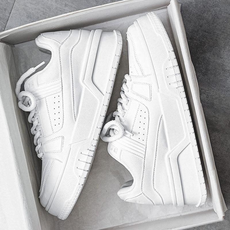 Men's Black Bread Sneakers Chunky Platform Sole Casual Lace-Up Flat Shoes for Teens Minimalist Design Comfortable Autumn Spring