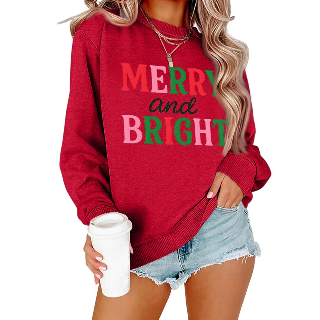 Damen Locker Bequem Lässig Modisch Charakterdruck Rundhals Langarm Sweatshirt