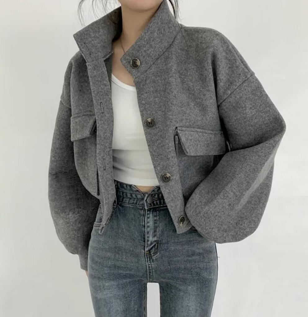 Trendy Korean Autumn/Winter Stand-Up Collar Casual Woolen Coat for Women