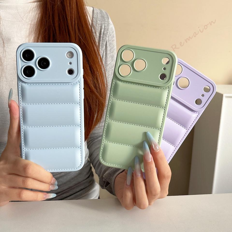 Down Jacket Phone Case For For Iphone 16E 17E 1 14 11 12 13 16 17 Pro Max Air 14 1 16 Plus Silicone Shockproof Protector Cover