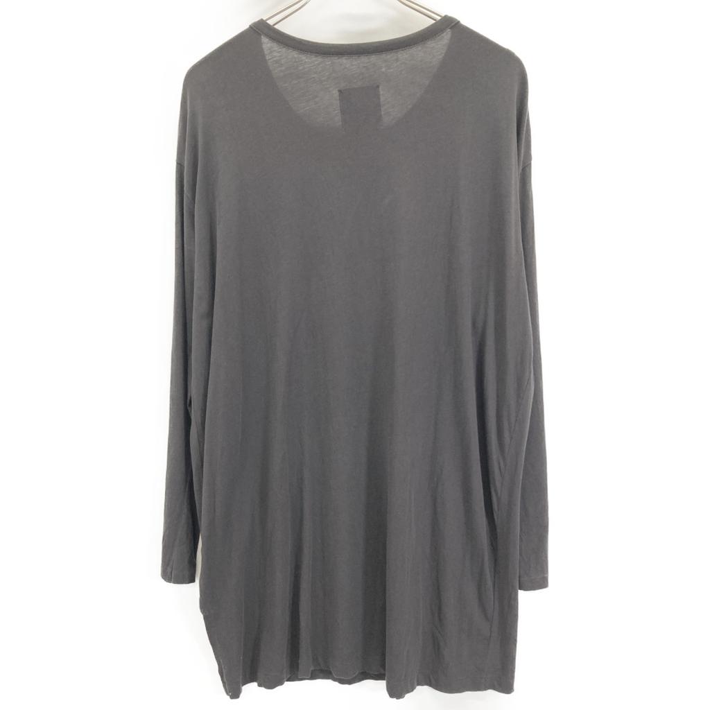 RAGNE KIKAS for Yohji Yamamoto NV-T33-078 Black Asymmetrical L/S Cut and Sew tops 2 blackUsed