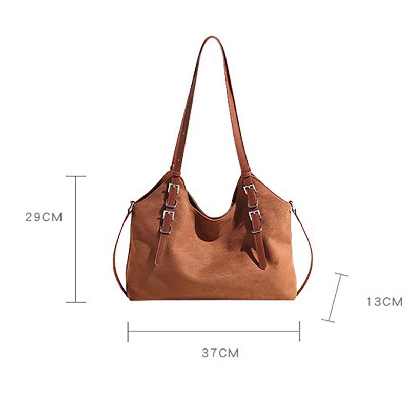 Quality Solid Faux Suede Shoulder Bag Buckle Decorative Large Capacity Hasp Casual Tote Hot Sale Bags for Women