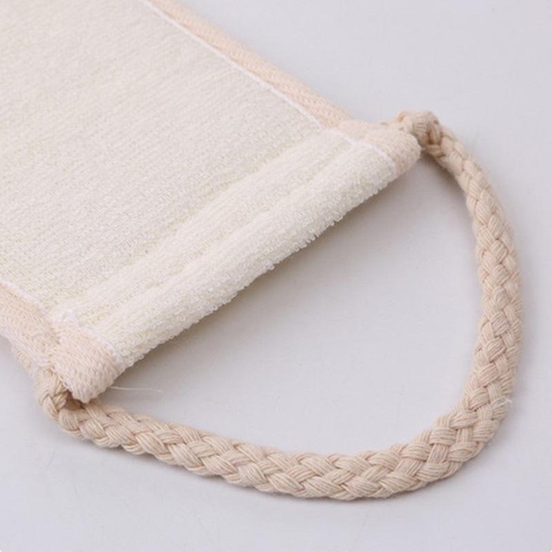 Natural Cotton Linen Loofah Back Scrubber - Exfoliating Bath Brush