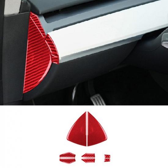8Pcs Red Carbon Fiber Dashboard Panel Trim Cover For Tesla Model 3 Y 2017-
