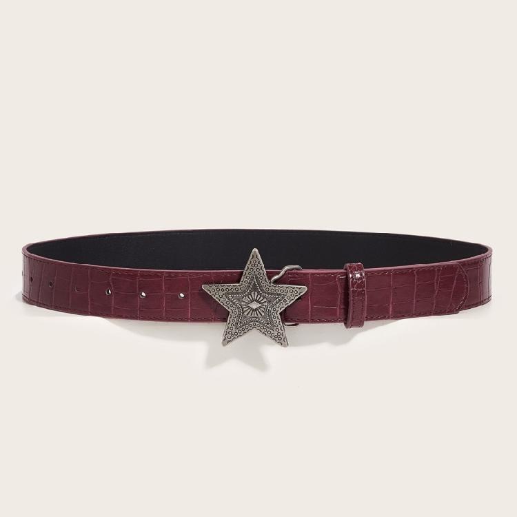 Subcultures Belt Fashion Metal Star Buckle Belts Embossing Waistband for Shorts