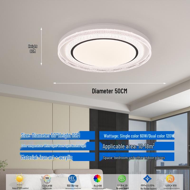 Full Spectrum Eye Protection Crystal LED Ceiling Light for Bedroom