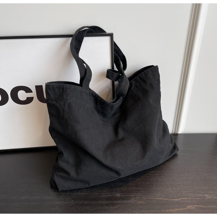 New Large-capacity Tote Bag, Student Class Handbag, Female Harajuku Bag, Fashionable and Simple Canvas Shoulder Bag.