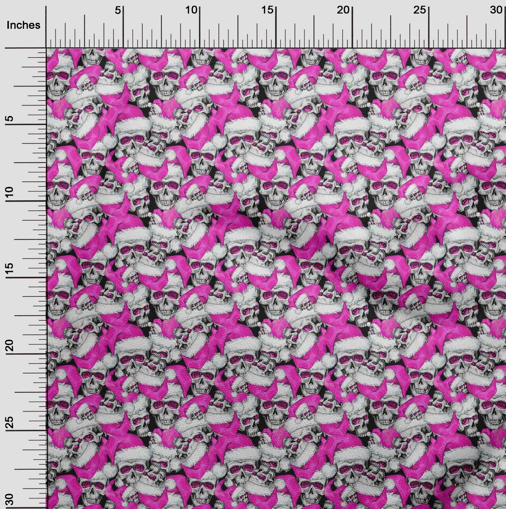 oneOone Cotton Flex Fuschia Pink Fabric Skull Sewing Fabric By The Yard Printed Diy Clothing Sewing Supplies 40 Inch