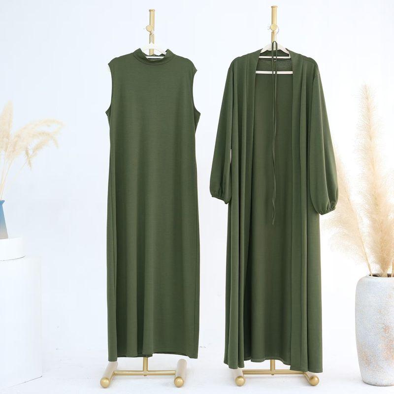 New Middle East Dubai Solid Dress Two-piece Set Solid Color Dress Two-Piece Set