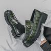 Fashion Fashion Brand Men's Comfortable Thick Soled Round Toe Loafers for Spring New Men's Retro Style Crocodile Leather Oxford Shoes