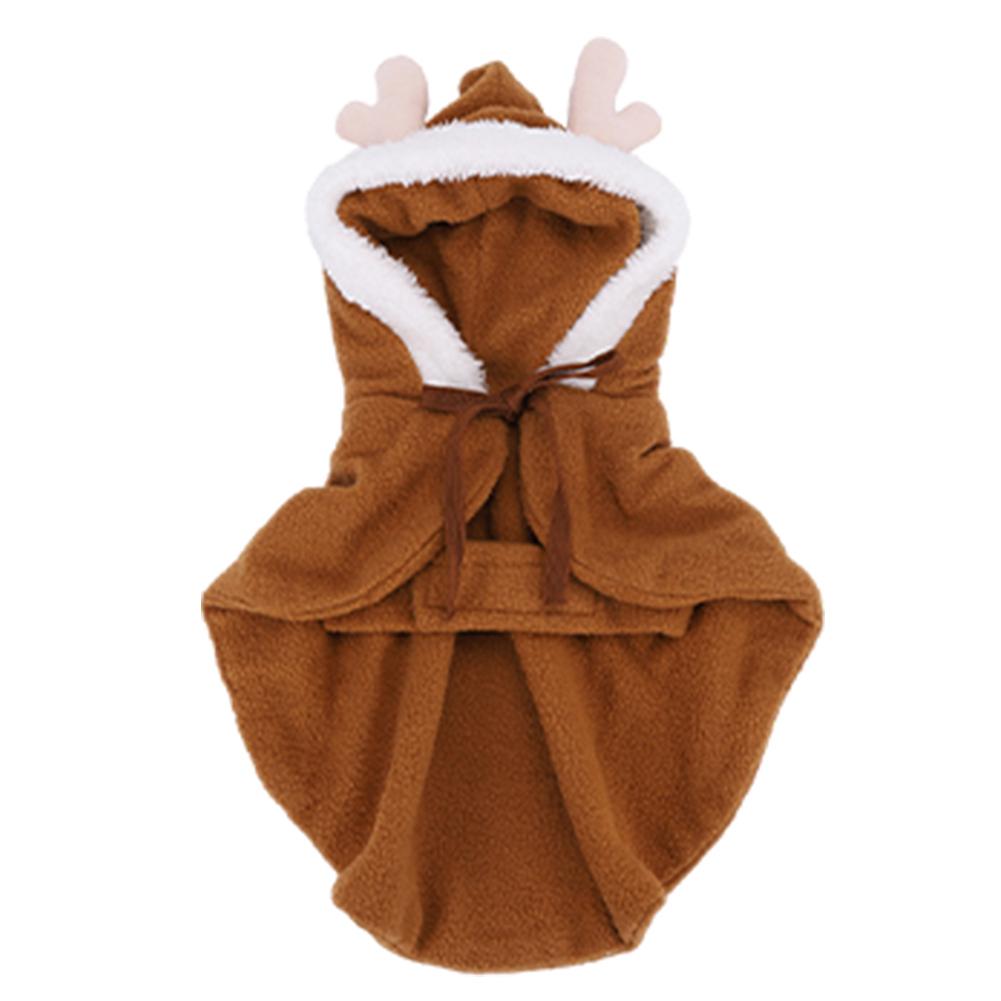 

Рождественский кошачий наряд Домашний плащ с помпонами Домашний плащ с капюшоном Плащ для щенка Домашний рождественский плащ для рождественской вечеринки S светло-коричневого
