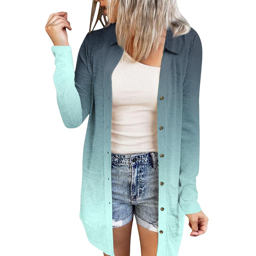 Women's Casual Fashion Floral Print Long Sleeve Mid-Length Cardigan Jacket