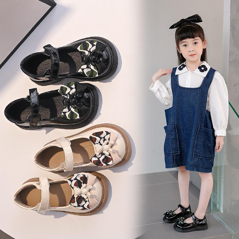 Girls Leather Shoes Children Casual Shoes for Party Wedding British Style Kids Flats 2024 Autumn New Princess Bow-knot Soft Cute