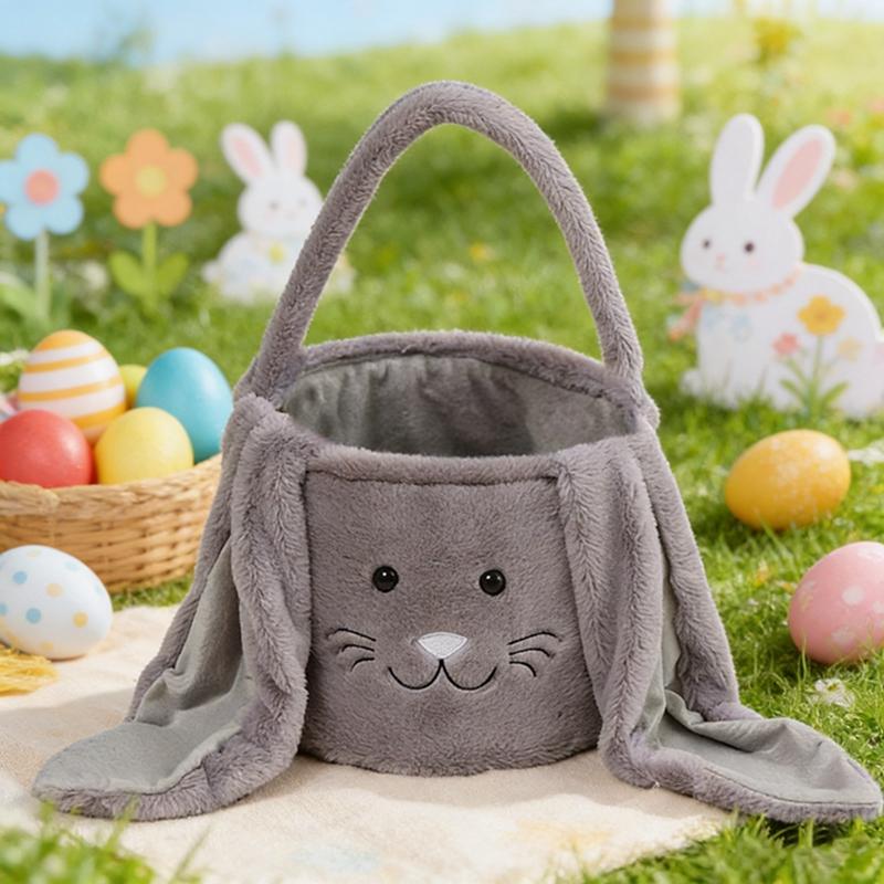Cute Rabbit Style Velvet Easter Basket Easter Bunny Basket for Kids