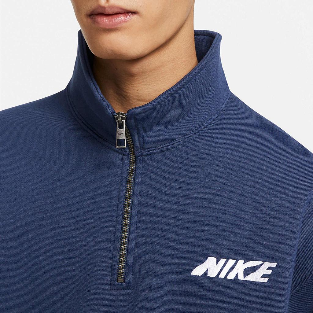 Nike Solid Color Logo Half-Zip Pullover Sweatshirt Men Tops Midnight-Blue DX4249-410